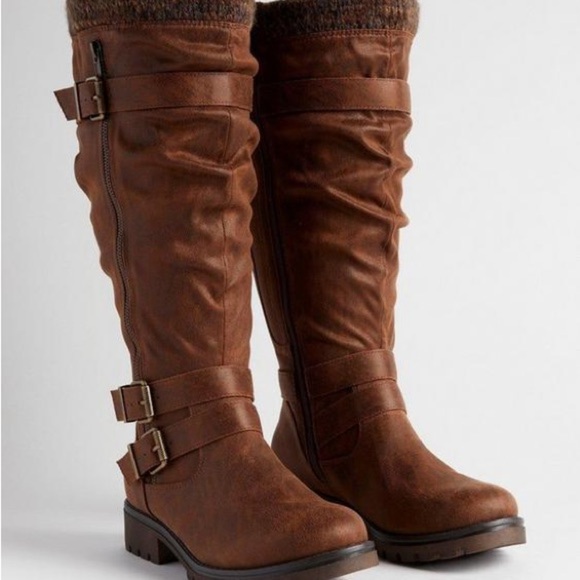 Torrid Brown Buckle Sweater Knee Boot (WW) - Picture 1 of 9